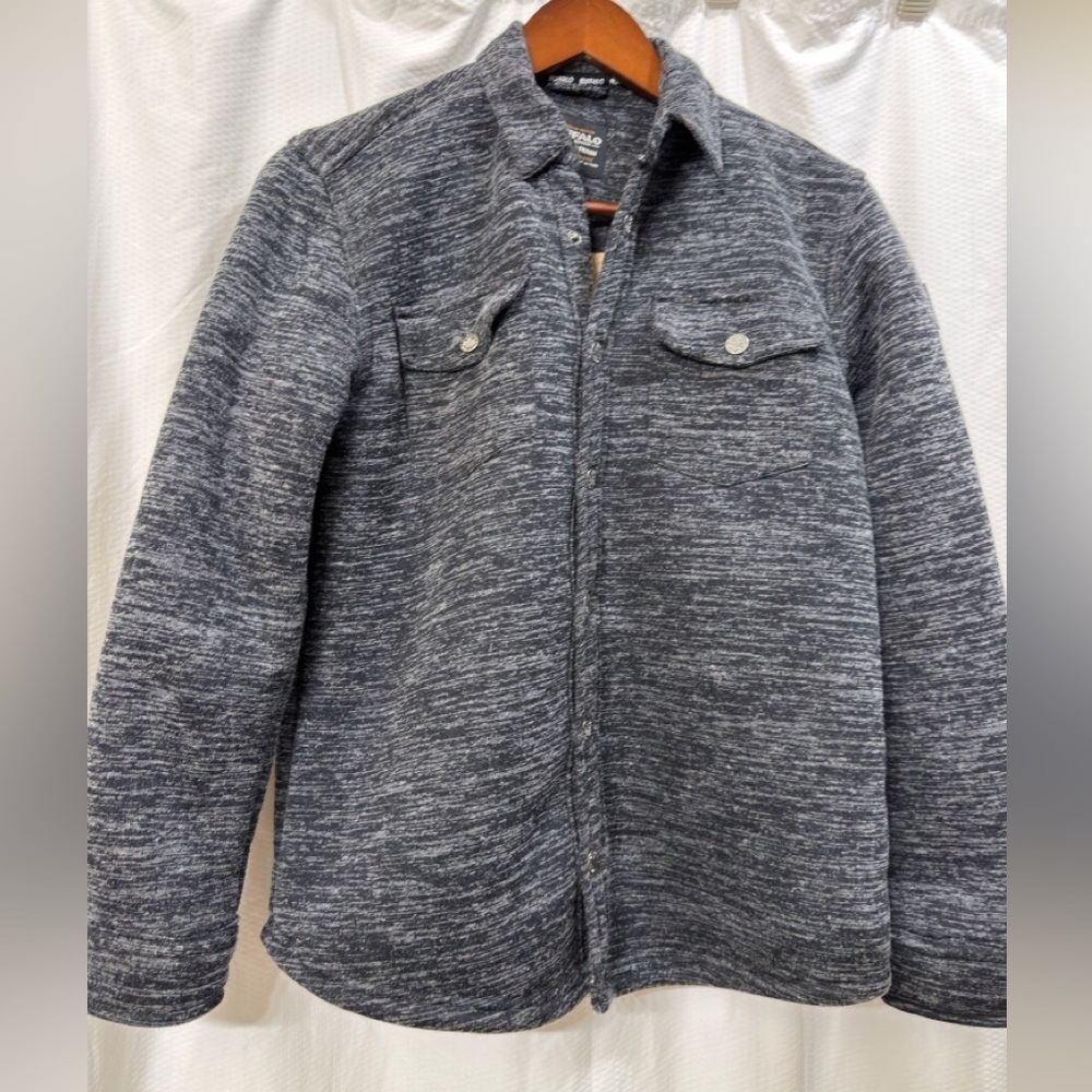 Buffalo David Bitton Boy's Fleece-lined Gray Knit‎ Textured Shacket Sz L (14-16)
